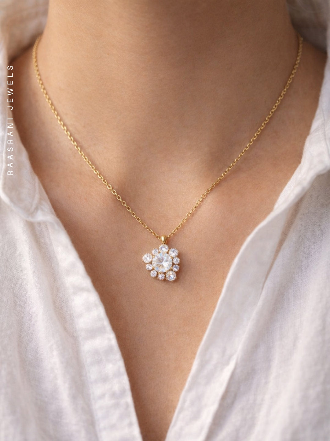 Studded Heart Pendant Necklace | 18K Gold Plated Everyday Chain