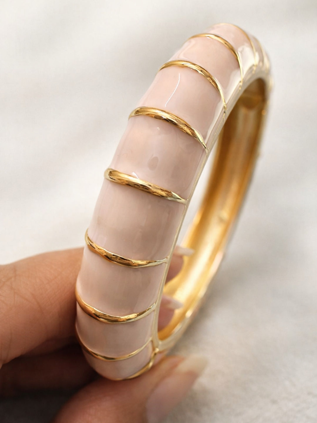 Nude Enamel Gold Bracelet | 18K Gold Plated Stainless Steel Bangle