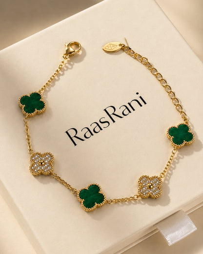 Éternité Quatrefoil Bracelet, 18K Gold-Plated - Emerald