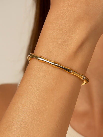Bamboo Full Cuff Bracelet in 18K Gold | Anti-Tarnish, Everyday Jewelry