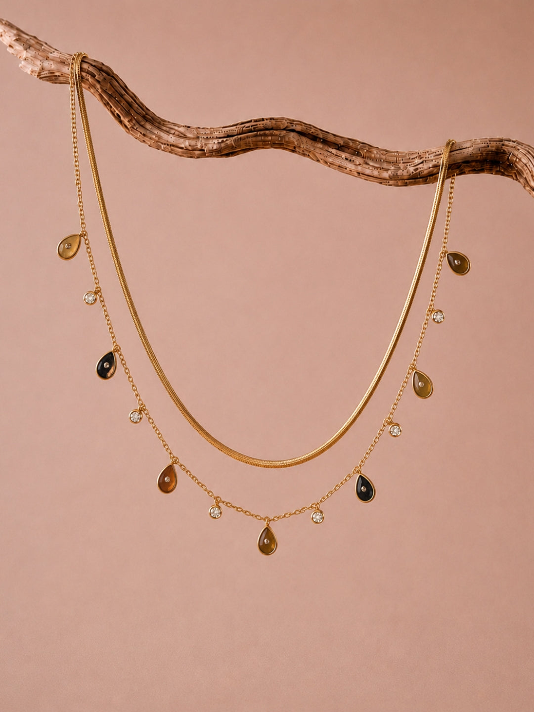 Multicolor Drop Layered Necklace Set – Combo of 2