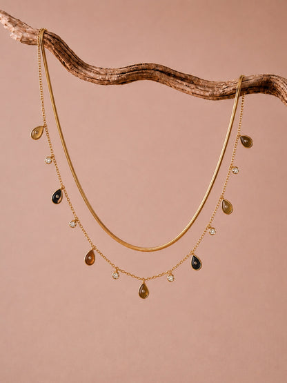 Multicolor Drop Layered Necklace Set – Combo of 2