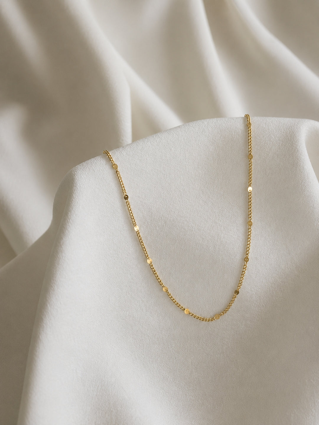 Designer Slim Round Gold Chain | 18K Gold Plated CZ Necklace