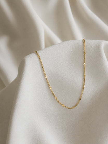 Designer Slim Round Gold Chain | 18K Gold Plated CZ Necklace