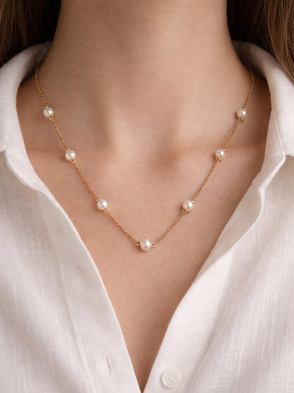 Luna Pearl Accent Chain – 18K Gold Plated Stainless Steel Necklace