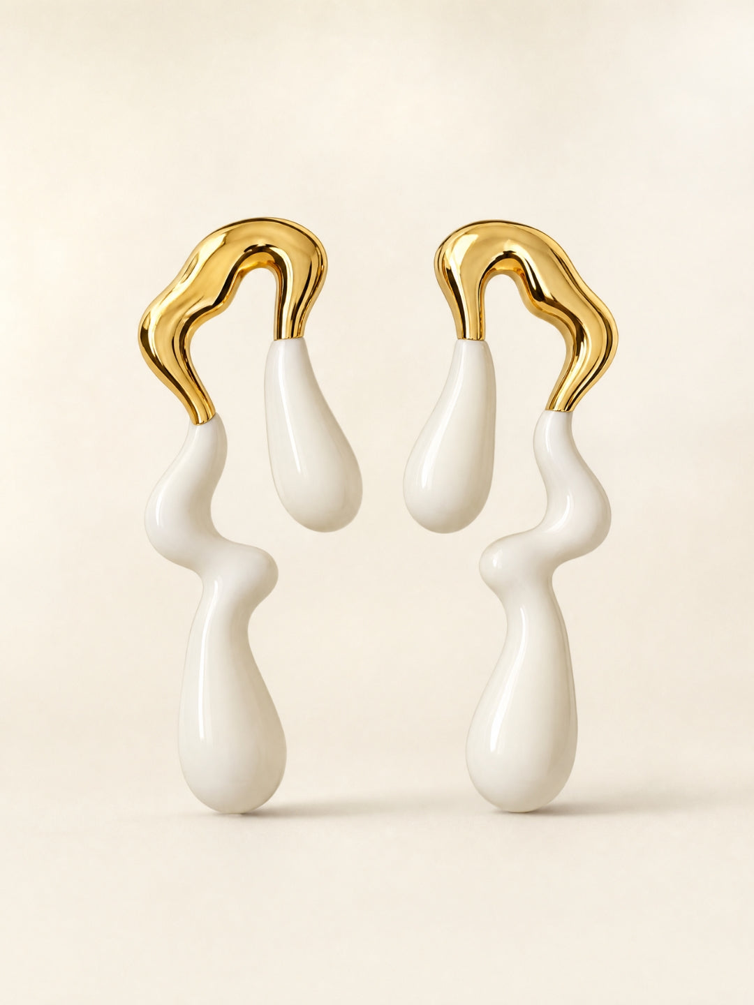 White Thunder Drip Earrings | 18K Gold Plated Anti-Tarnish