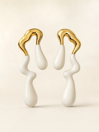 White Thunder Drip Earrings | 18K Gold Plated Anti-Tarnish