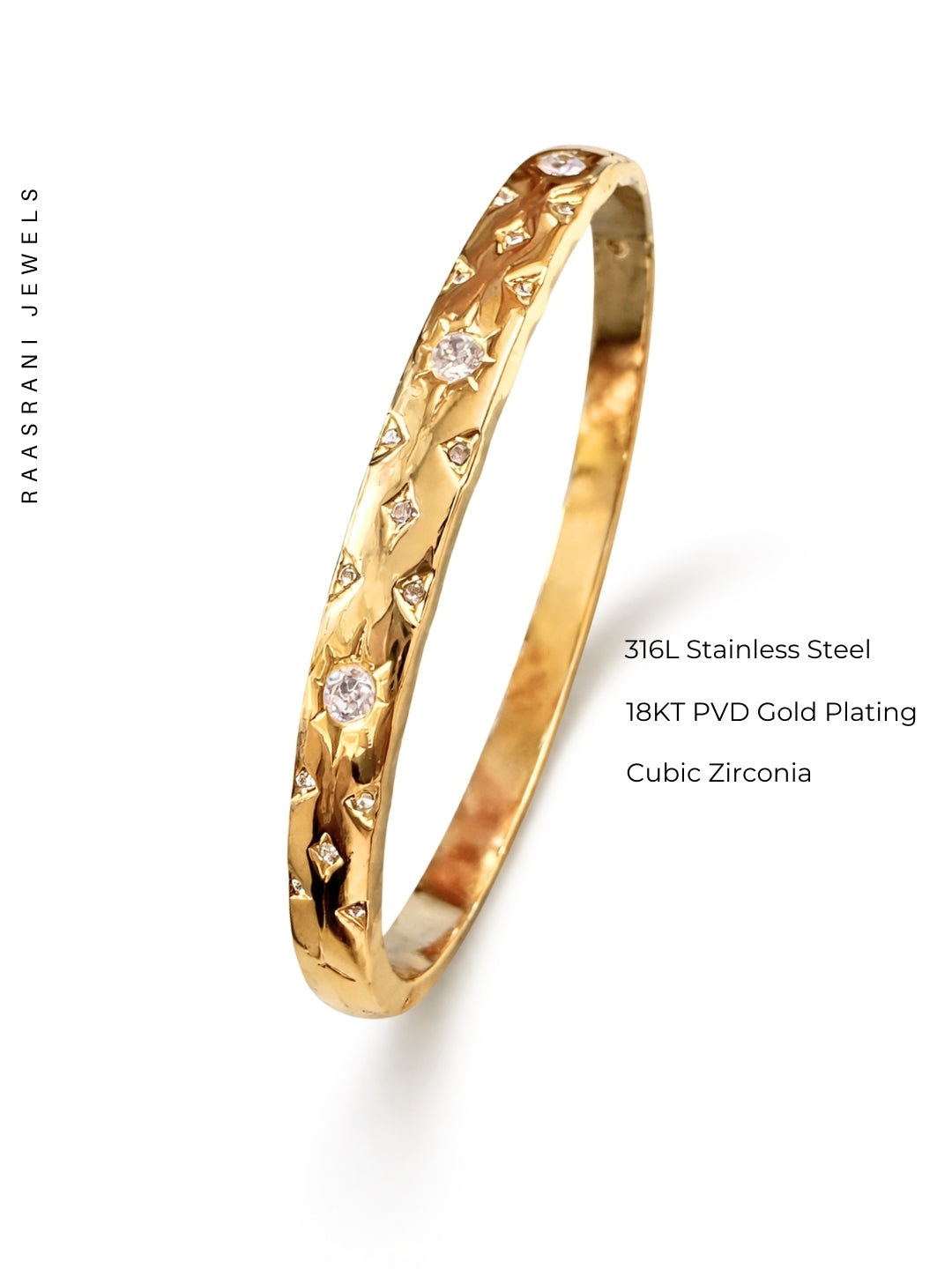 Celeste Texture Gold Bracelet with CZ | Anti-Tarnish Everyday Wear