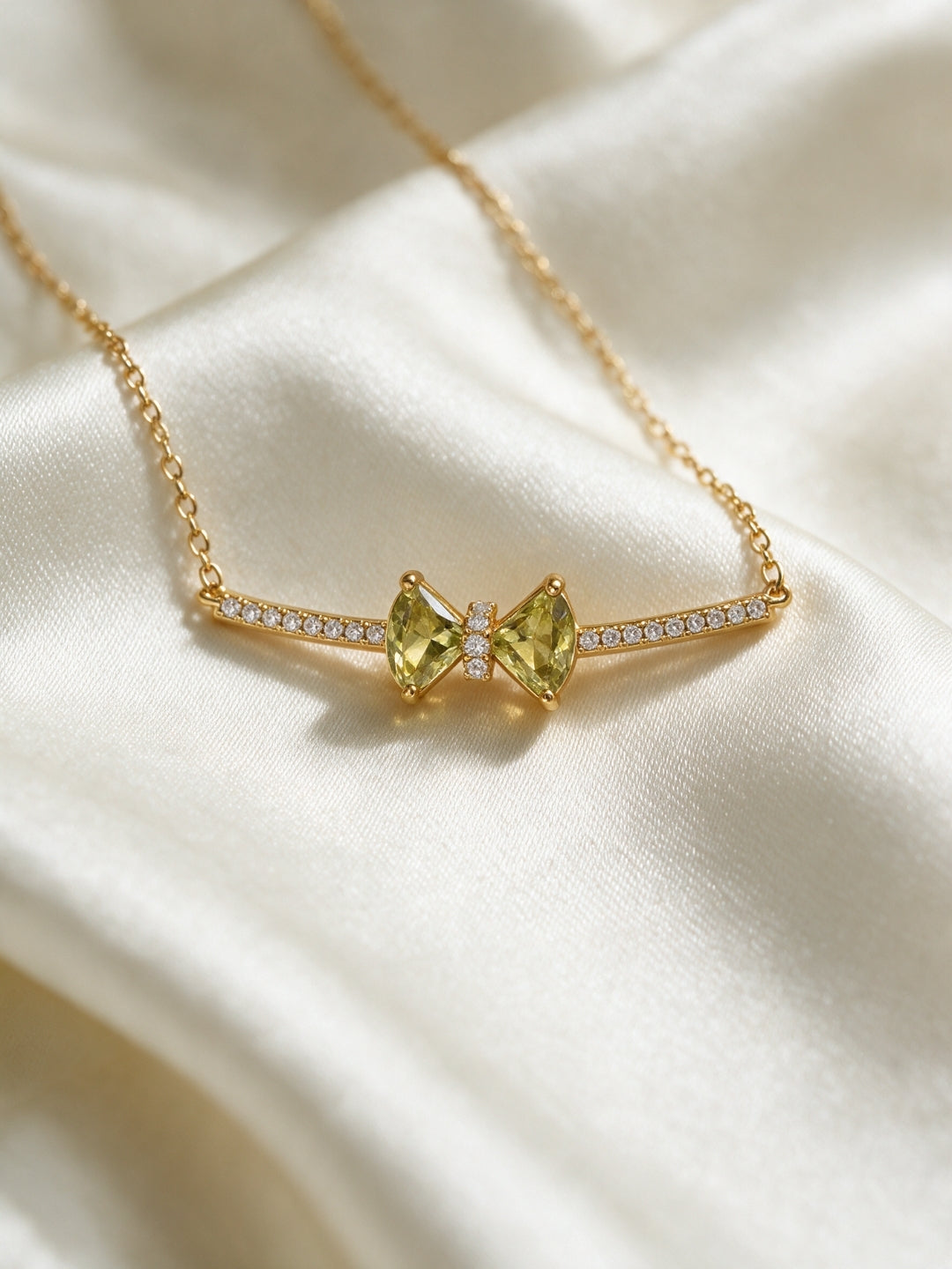 Fiocco Yellow Bow Bar Necklace & Stud Earring Set, 18K Gold-Plated