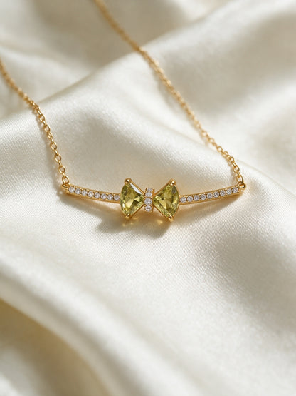 Fiocco Yellow Bow Bar Necklace & Stud Earring Set, 18K Gold-Plated