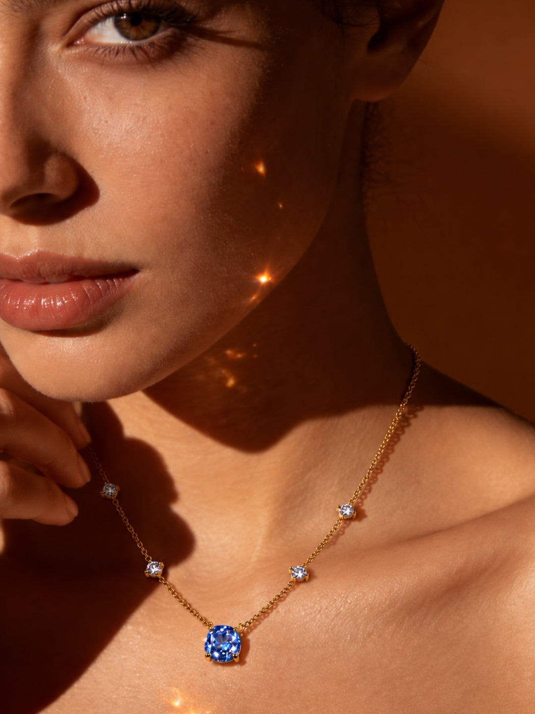 Celeste Blue Crystal Pendant Necklace