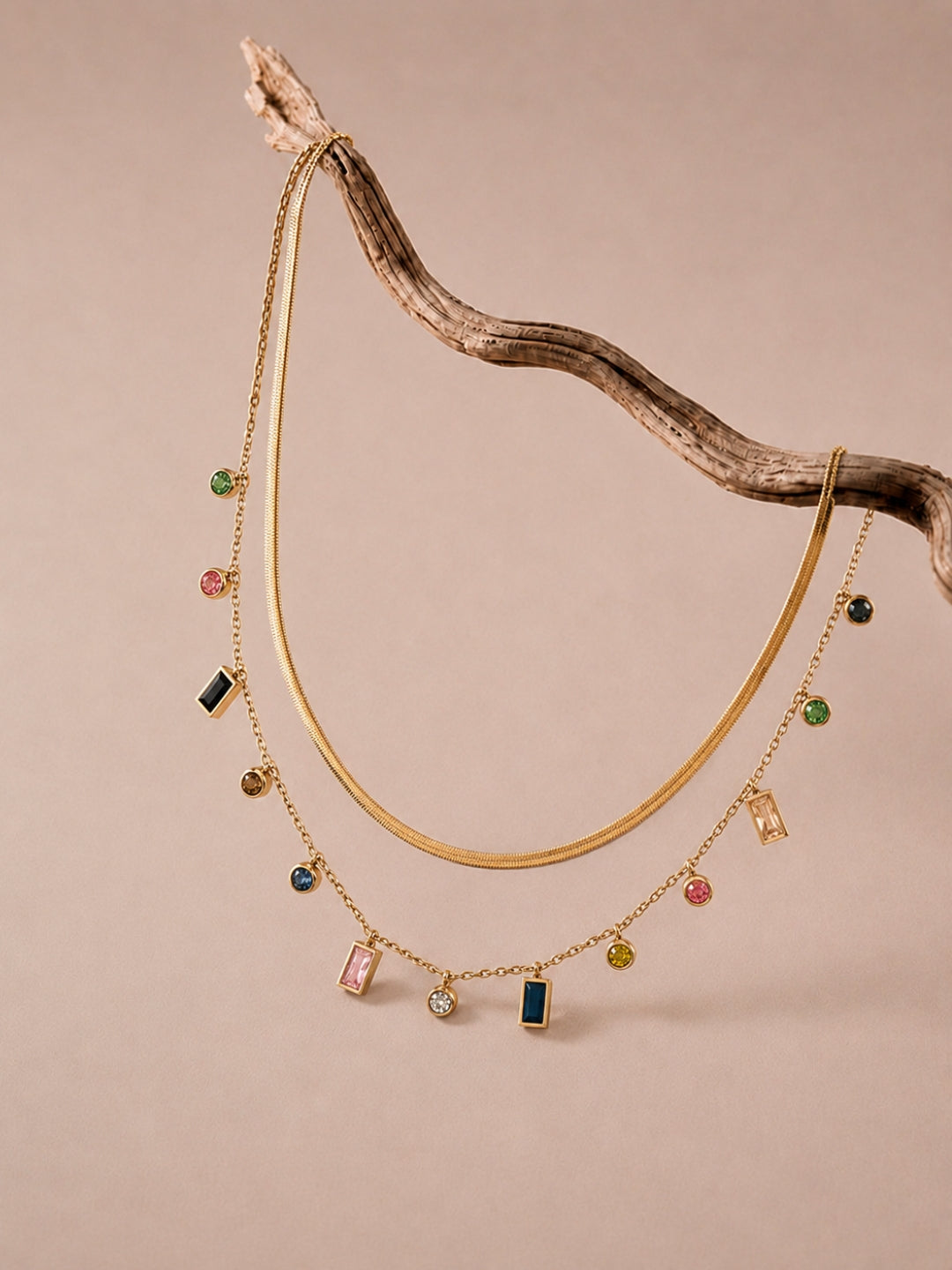 Multicolor Charm Layered Necklace Set