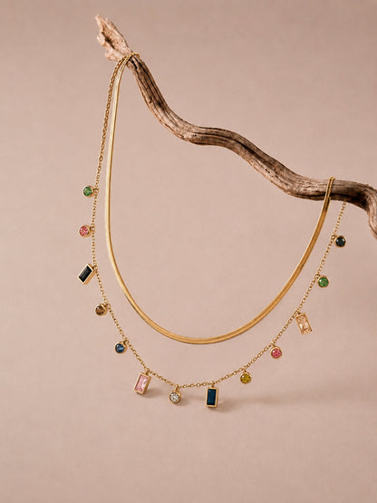 Multicolor Charm Layered Necklace Set