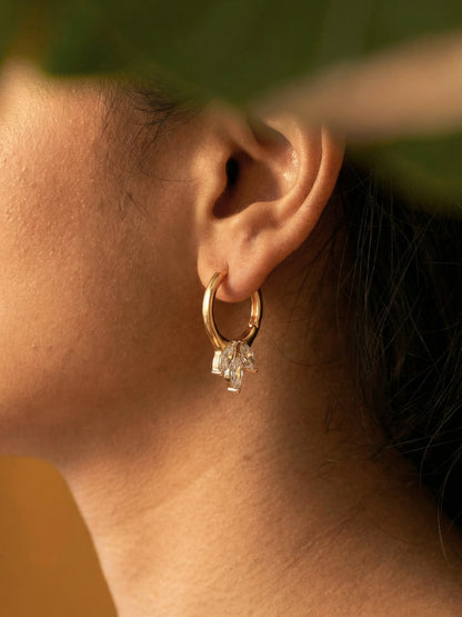 18K Rose Gold Tri Marquise Hoop Earrings – Dainty AD Hoops