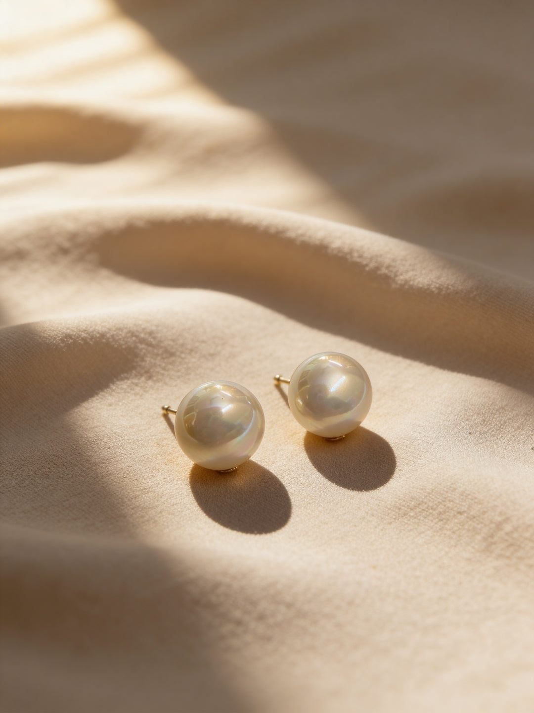 18K Gold Plated Big Pearl Stud Earrings | Waterproof & Anti Tarnish