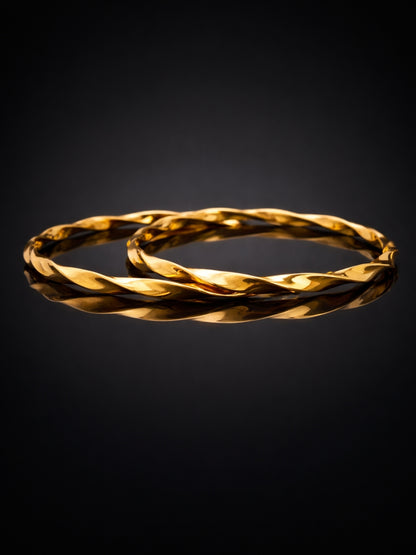 18K Gold Spiral Bangle – Anti Tarnish Stainless Steel Kada