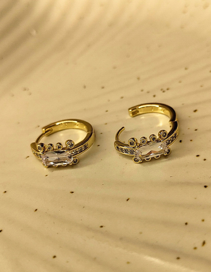 Single Stone Gold Hoops