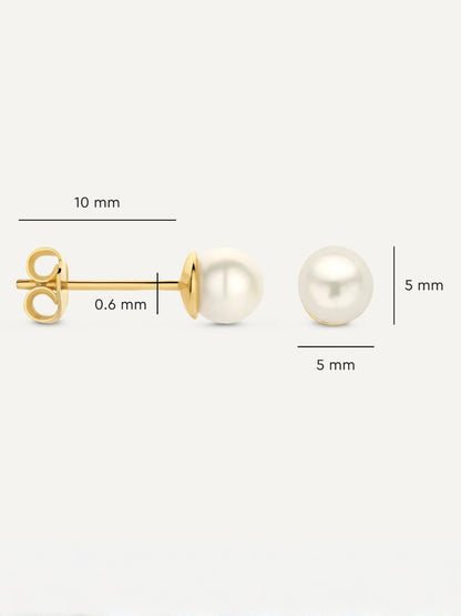 18K Gold Pearl Stud Earrings – 5mm Everyday Minimal Luxe