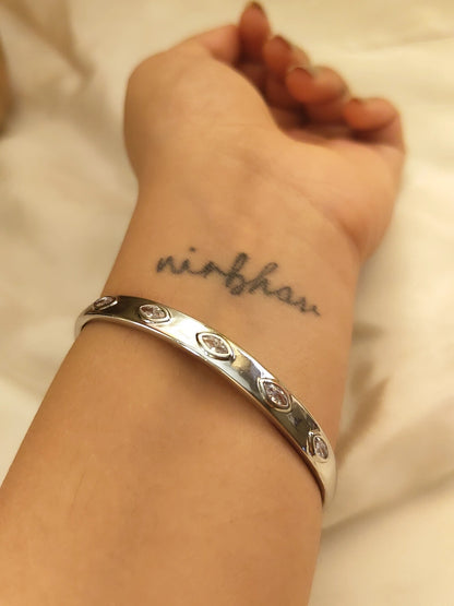Éclat Marquise Cuff – Rhodium Plated | Hypoallergenic Luxury Cuff Bracelet
