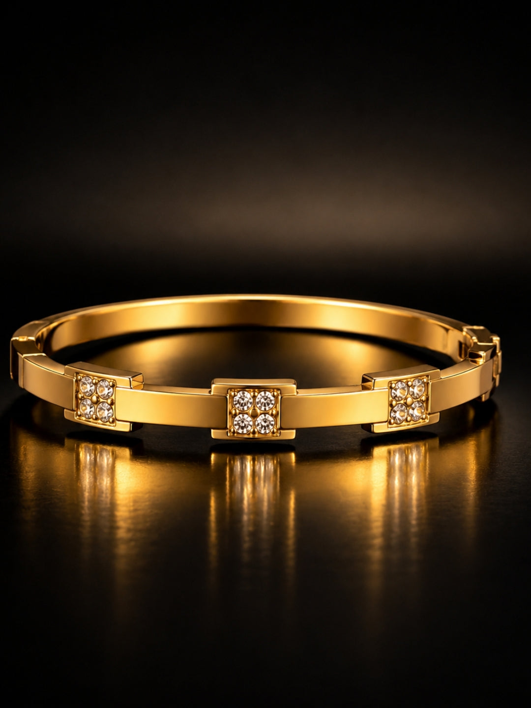 Pavé Link Cuff Bracelet — Thick 18kt Gold Plated Stainless Steel