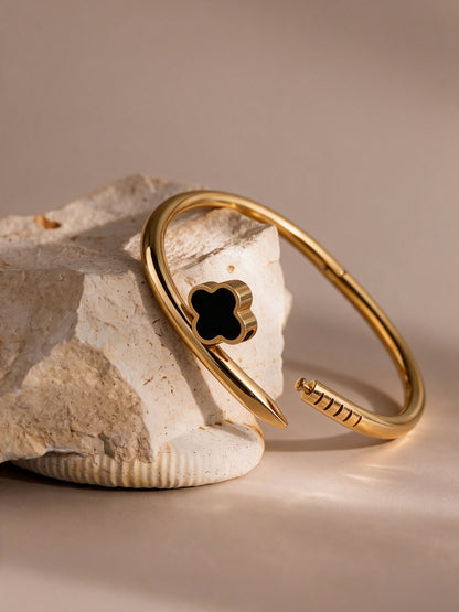 Black Clover Nail Cuff  Bracelet