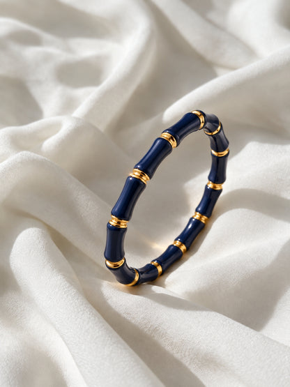 Navy Bamboo bracelet -18KT Gold Plated