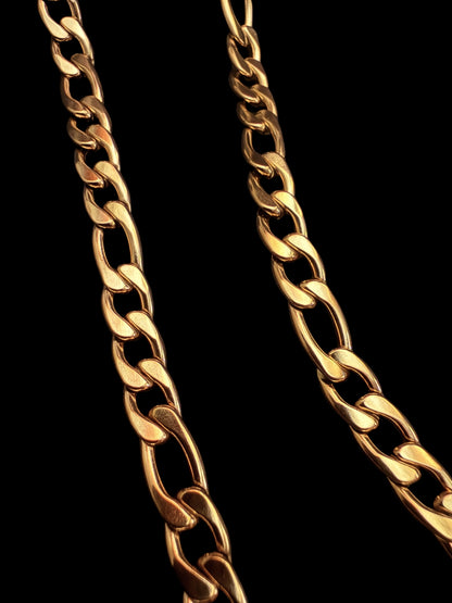 18K Gold Figaro Link Chain for Men – 6mm Stainless Steel 24 Inch