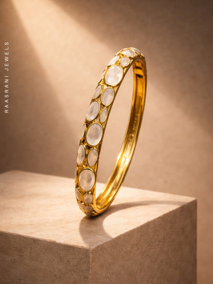 White Bubble Enamel Gold Bracelet | Anti-Tarnish Everyday Bangle