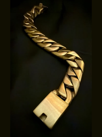 Matte Gold Chunky Cuban Link Bracelet for Men | Stainless Steel