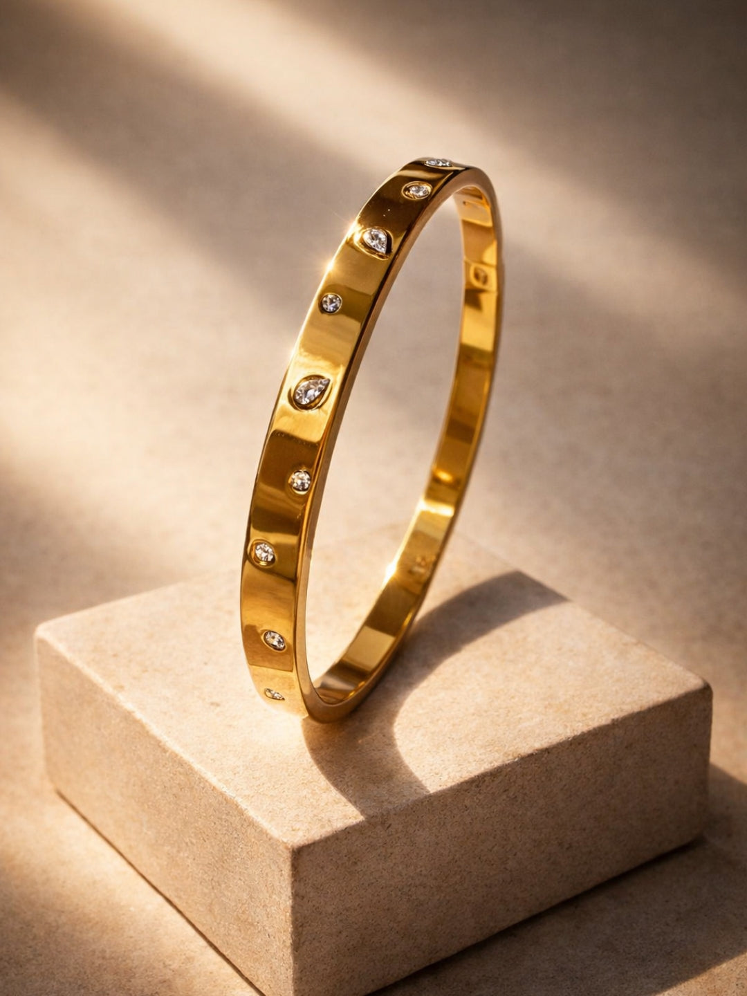 18K Gold Marquise CZ Studded Bracelet | Anti Tarnish Cuff