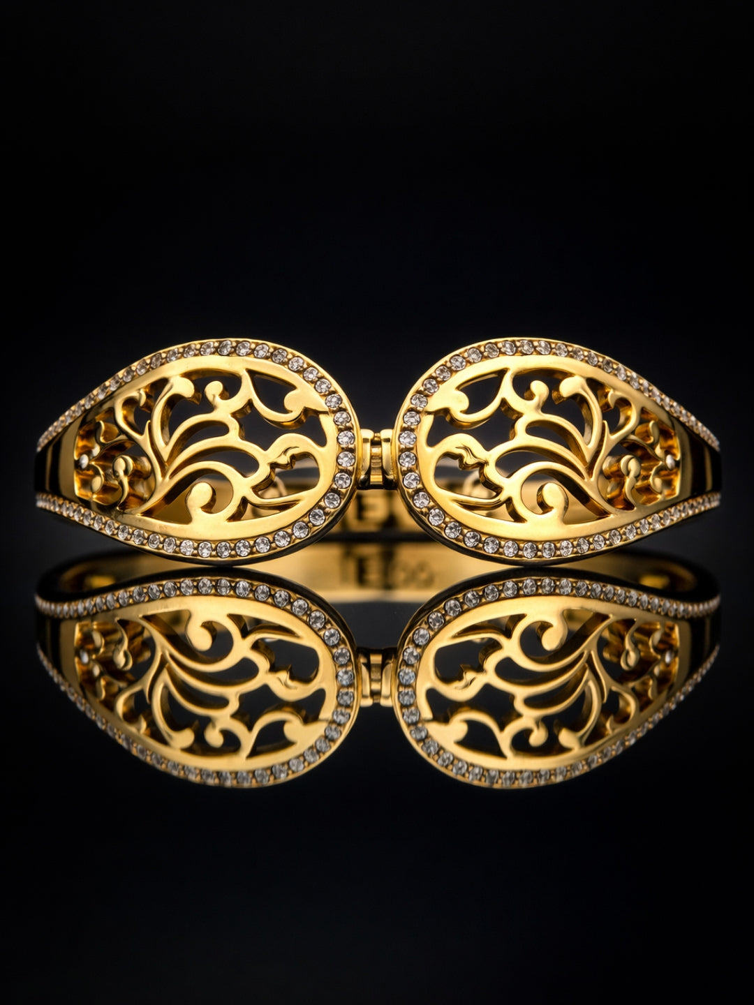 18K Gold Plated Vine CZ Cuff Bracelet | Anti Tarnish