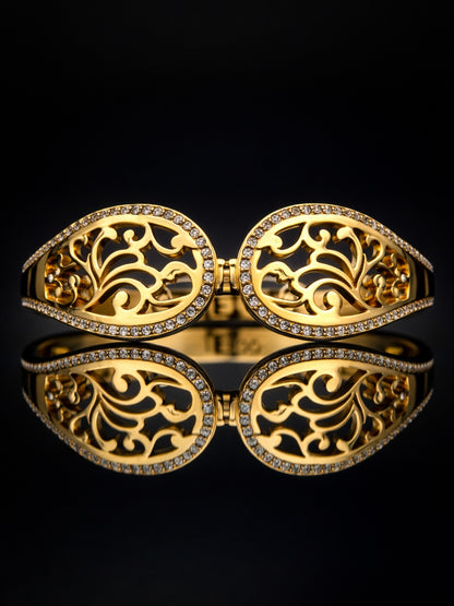 18K Gold Plated Vine CZ Cuff Bracelet | Anti Tarnish