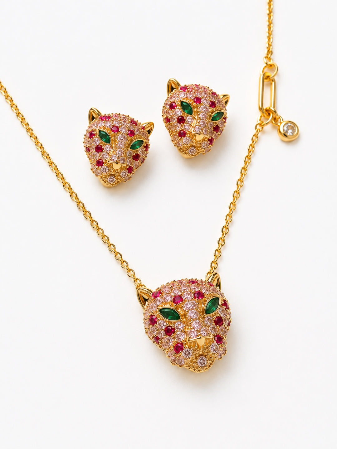 Ferocia Panther Necklace & Earring Set, 18K Gold-Plated