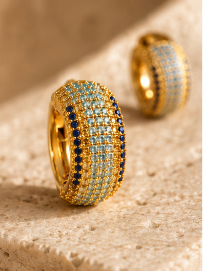 Ombré Pavé Hoop Earrings – 18K Gold-Plated