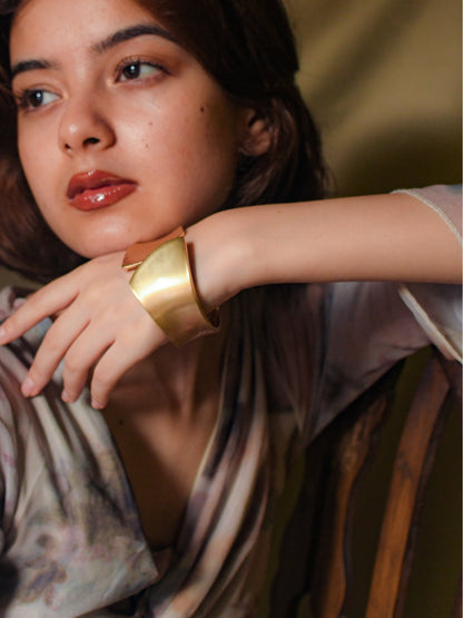 Artisan Gold Cuff – Matte Statement Bracelet