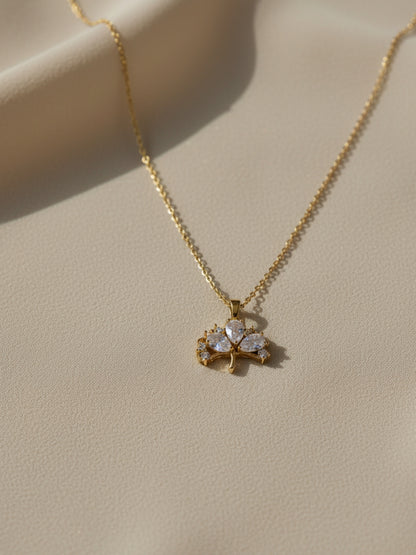 Multi-Stone Umbrella Pendant Necklace in 18K Gold | CZ Neckpiece