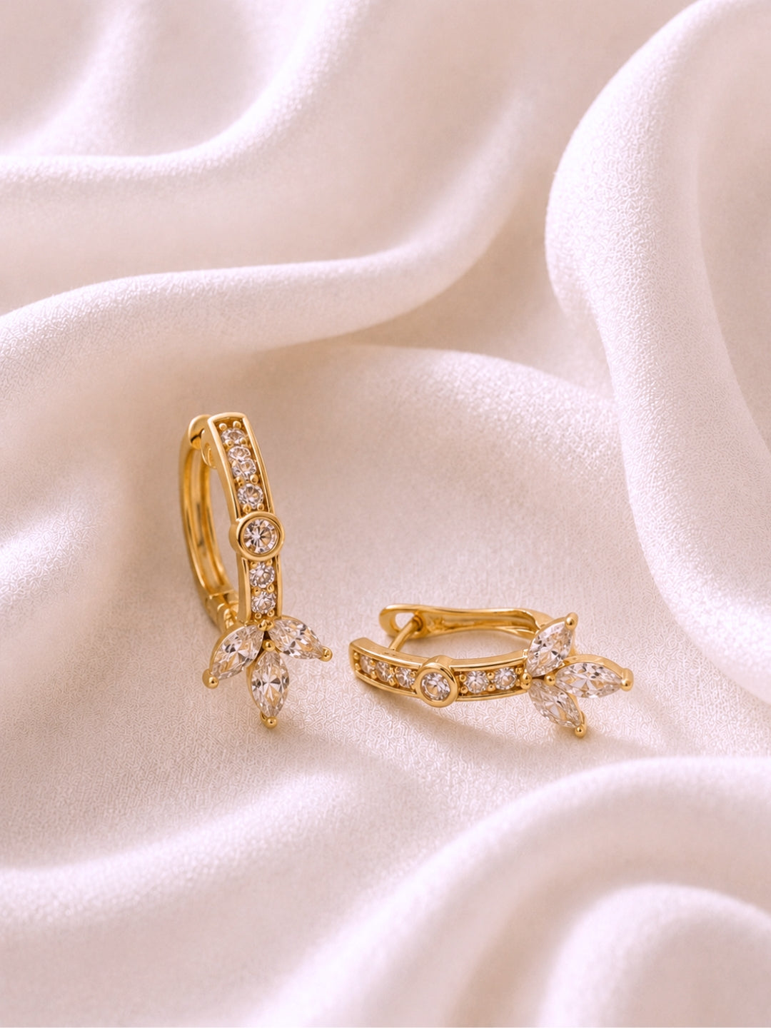 Rose Gold CZ Marquise Hoop Earrings | Anti Tarnish Everyday Hoops