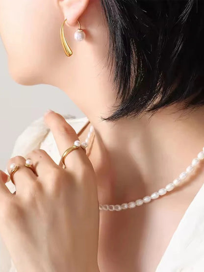 Gold Pearl Stud Earrings – Dainty Everyday Minimal Jewelry