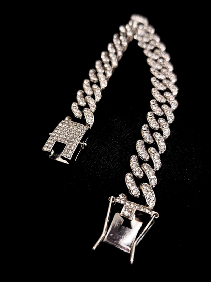 Iced Out Single-line Studded Cuban Bracelet