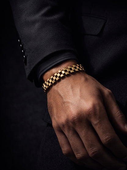 Gold Watch Strap Style Bracelet for Men – 18K Gold Plated