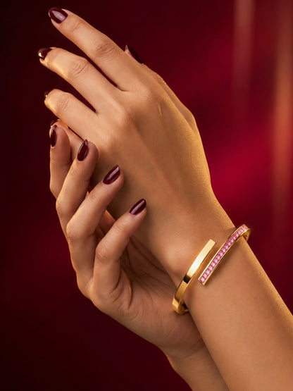 Rose CZ Gold Plated Cuff Bracelet