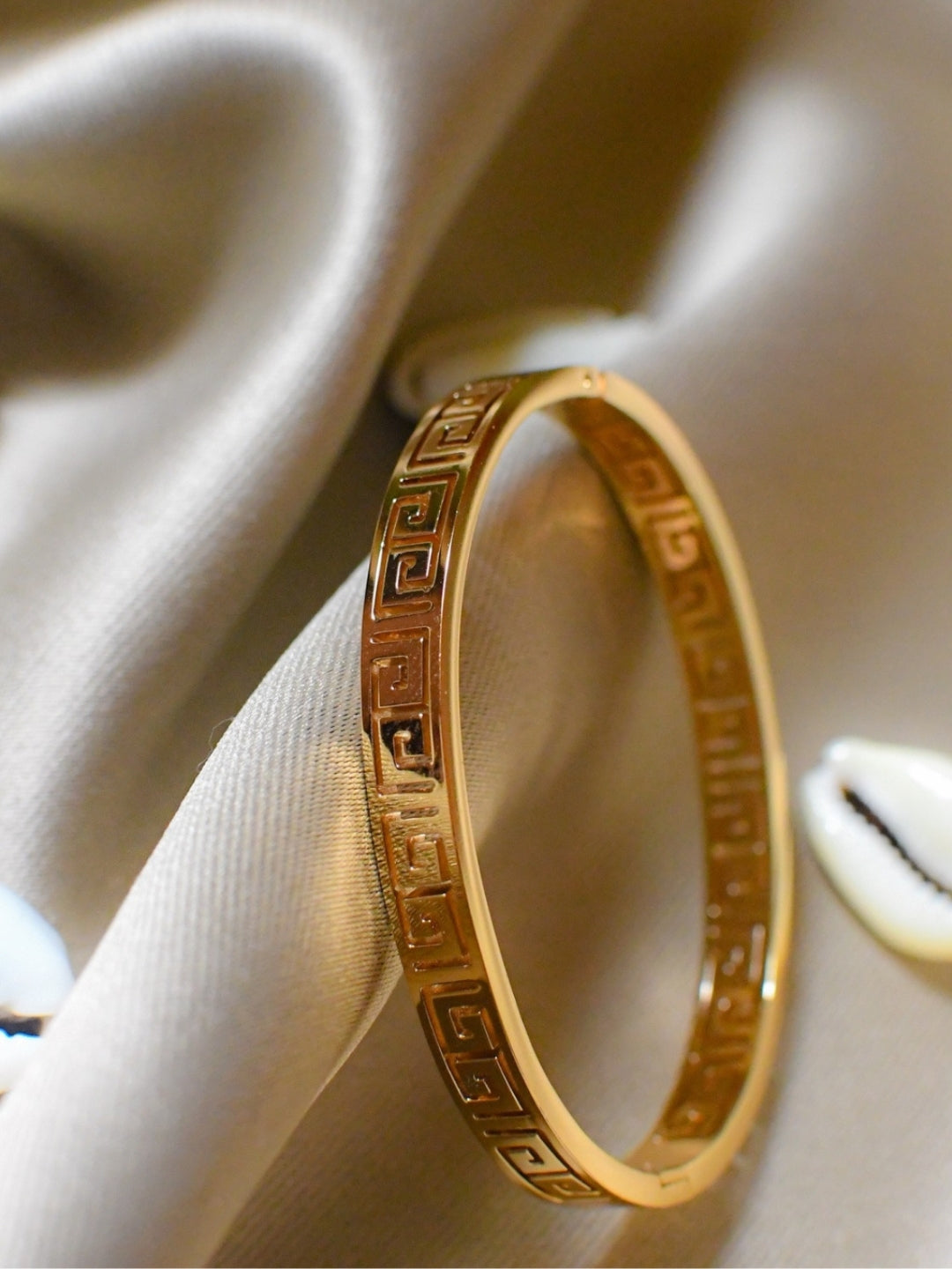 Row-Set Shine & Greek Key Cut-Out Bangle Duo