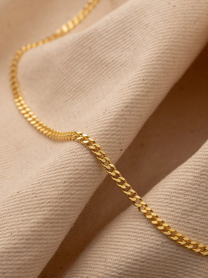 Cuban Style Slim Gold Chain – 18K Gold Plated Everyday Necklace