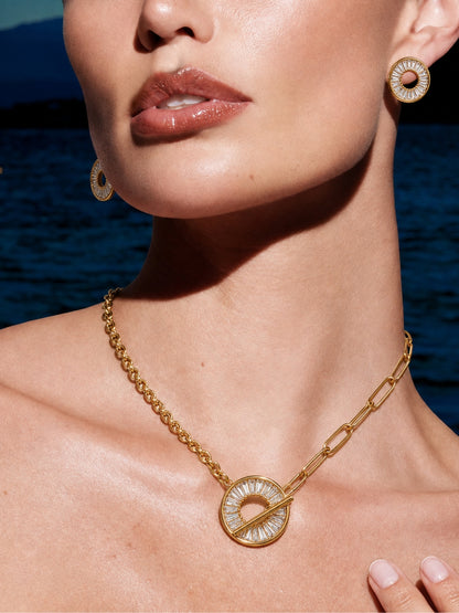 Raggio Sunburst Toggle Necklace & Earring Set, 18K Gold-Plated