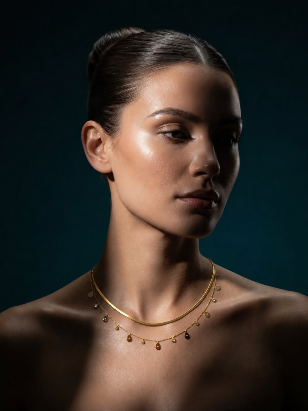 Multicolor Drop Layered Necklace Set – Combo of 2