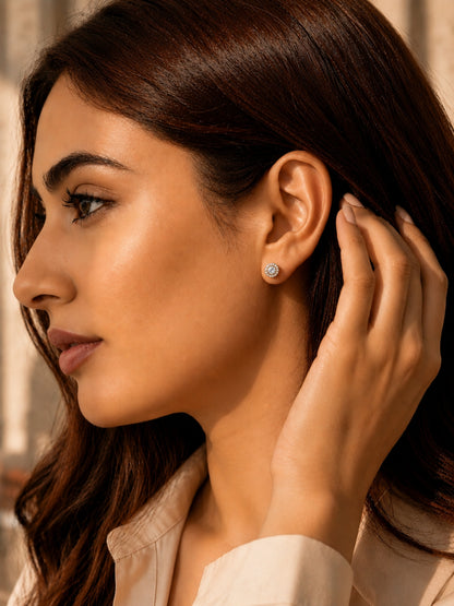Small CZ Stud Earrings in 18K Rose Gold | Anti Tarnish Stainless Steel