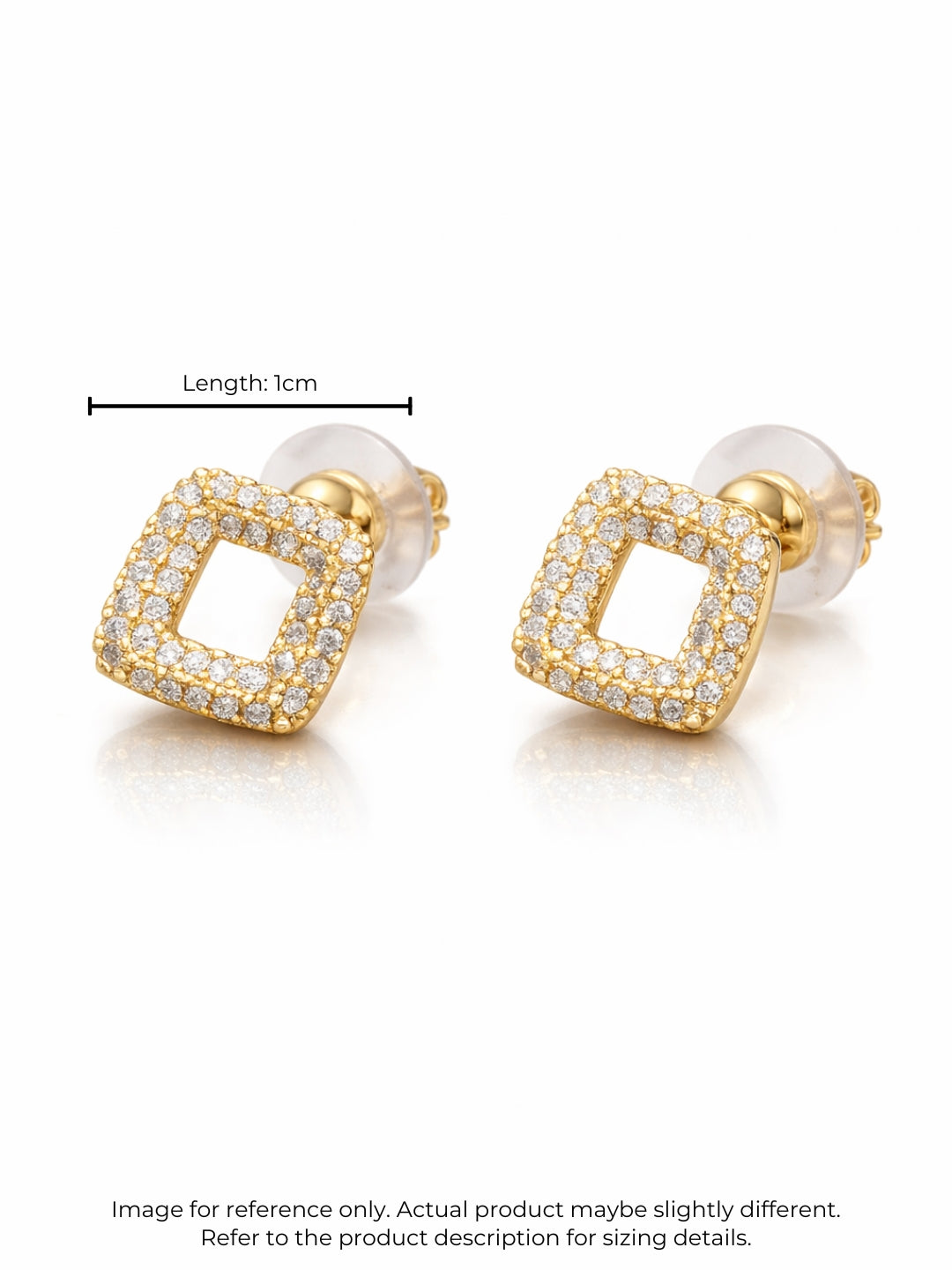 Quad Curve CZ Stud Earrings – 18K Gold Plated Anti Tarnish