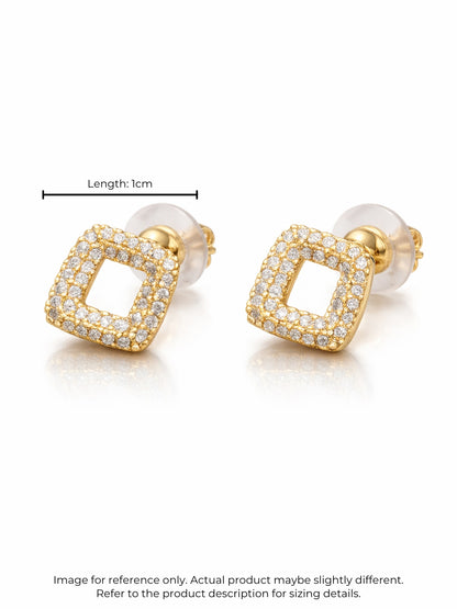 Quad Curve CZ Stud Earrings – 18K Gold Plated Anti Tarnish