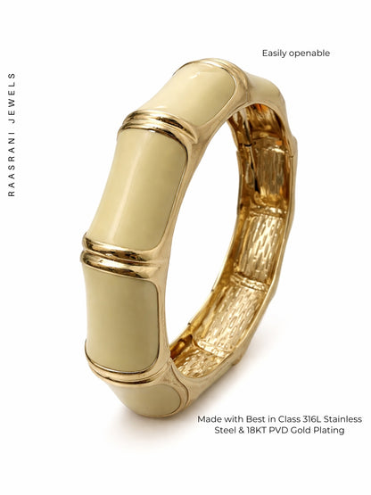 Camel Hexagon Enamel Bracelet | 18K Gold Anti-Tarnish Bangle