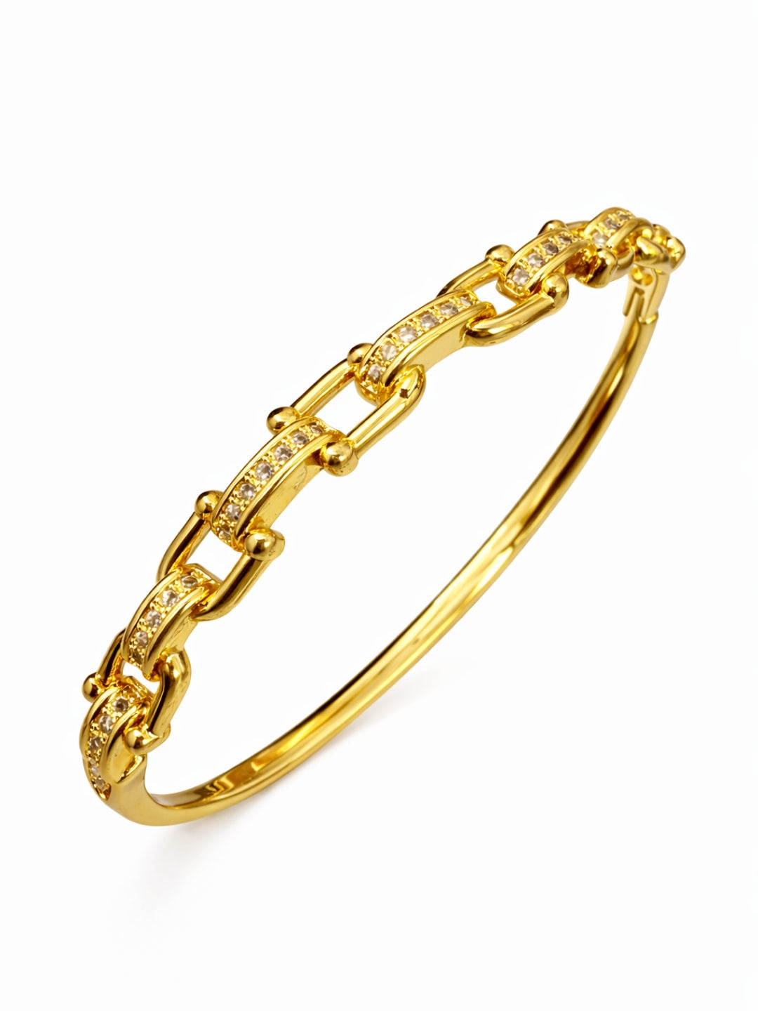 Gold Chain Link CZ Studded Bracelet | Anti-Tarnish Everyday Jewelry